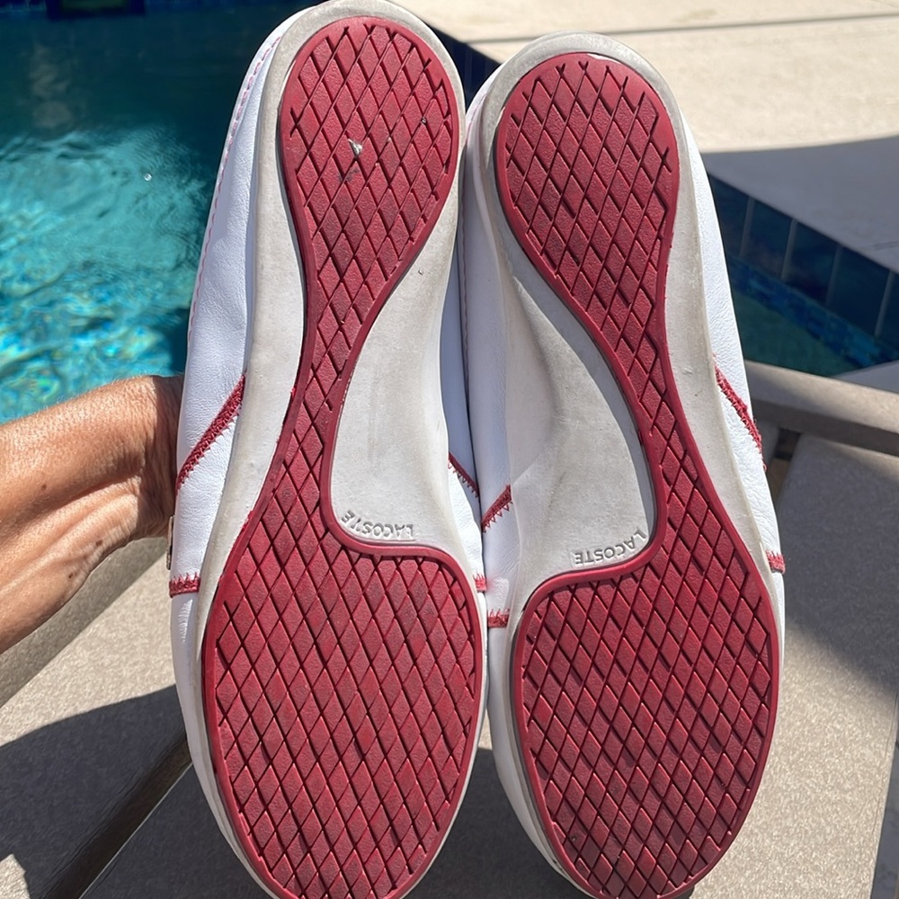 Lacoste vintage slip on white and pink preppy sneakers SZ 7 1/2 - Picture 5 of 6
